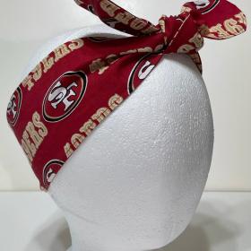 3” Wide San Francisco 49ers headband, handmade, Niners hair wrap, pin up, hair tie, retro, rockabilly, scarf