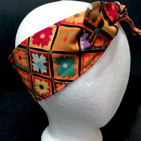 3” Wide Kaffe Fassett Antwerp Flowers print headband, self tie, hair wrap, head wrap, pin up style, hair tie, retro style, rockabilly, scarf