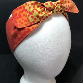 3” Wide Kaffe Fassett Ombre orange headband, self tie, hair wrap, pin up style, hair tie, head wrap, retro style, scarf