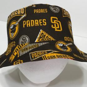San Diego Padres Bucket Hat, Reversible to Solid Brown, Unisex Sizes up to 4XL, cotton, fishing hat, sun hat, floppy hat, handmade