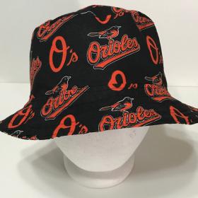 Baltimore Orioles Bucket Hat, Reversible to Black, Unisex Sizes S-XXL, Cotton, Handmade, fishing hat, sun hat, floppy hat, ponytail hat