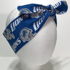 3” Wide Detroit Lions headband, hair wrap, hair tie, head wrap, pin up, hair tie, neckerchief, retro rockabilly, head scarf, handmade