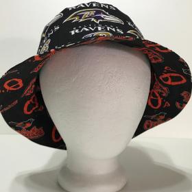 Baltimore Ravens / Orioles Bucket Hat, Reversible, Unisex Sizes S-XXL, Handmade, fishing hat, ponytail sun hat, floppy hat