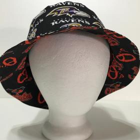 Baltimore Ravens / Orioles Bucket Hat, Reversible, Unisex Sizes up to 4XL, Handmade, fishing hat, ponytail sun hat, floppy hat