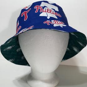 Phillies / Eagles Bucket Hat, Reversible, Unisex,  Sizes S-XXL, Cotton, summer fishing hat, Philadelphia, sun hat, floppy hat, handmade