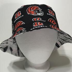 Cincinnati Bengals Bucket Hat, Reversible to Tiger Stripes, Sizes S-XXL, Handmade, fishing hat, sun hat, summer hat, floppy hat