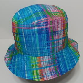 Bright Colors Plaid Bucket Hat, Reversible, Sizes S-XXL, Cotton, floppy hat, ponytail hat, sun hat, fishing hat, beach hat, gardening hat