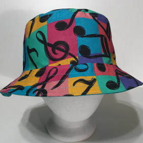 Music Theme Bucket Hat, Multicolor, Music Notes, Reversible, S-XXL, adults or older children, summer hat, fishing hat, sun hat, floppy hat