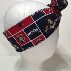 3” Wide Florida Panthers headband, handmade, hair wrap, hair tie, head wrap, pin up, hair tie, neckerchief, retro, rockabilly, cotton, hockey