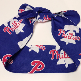 3” wide Philadelphia Phillies hair tie, hair wrap, headband, pin up, self tie, scarf, neckerchief, retro, rockabilly