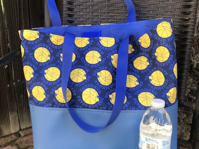 Golden State Warriors throwback tote bag, vinyl bottom
