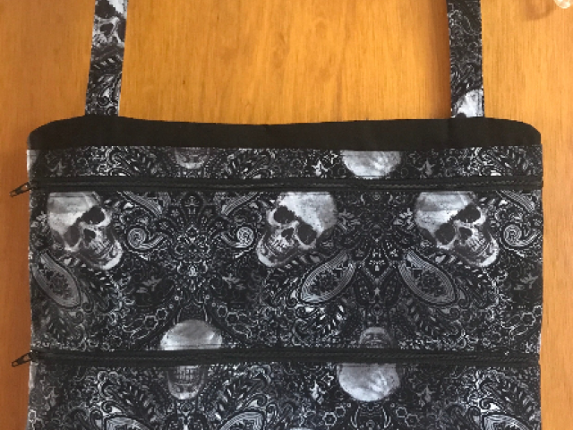 Skulls & Paisley Closet Hanger Hidden Safe Organizer 3 pockets (2 zipper), small locker space storage, skeleton, gothic, spooky, travel