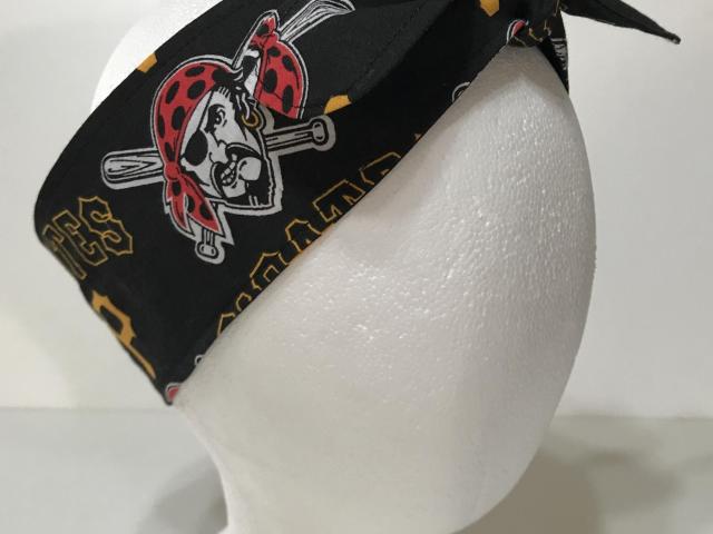 3” wide Pittsburgh Pirates hair tie, headband, pin up, self tie, scarf, neckerchief, retro, rockabilly, handmade