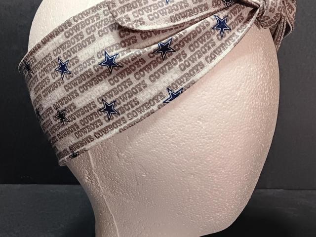 3” wide Dallas Cowboys hair tie, headband, pin up, self tie, scarf, neckerchief, retro, rockabilly, handmade