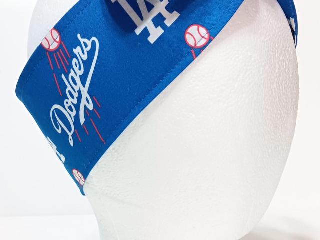 3” Wide LA Dodgers headband, self tie, handmade, hair tie, scarf, pin up style, hair wrap, retro style, rockabilly