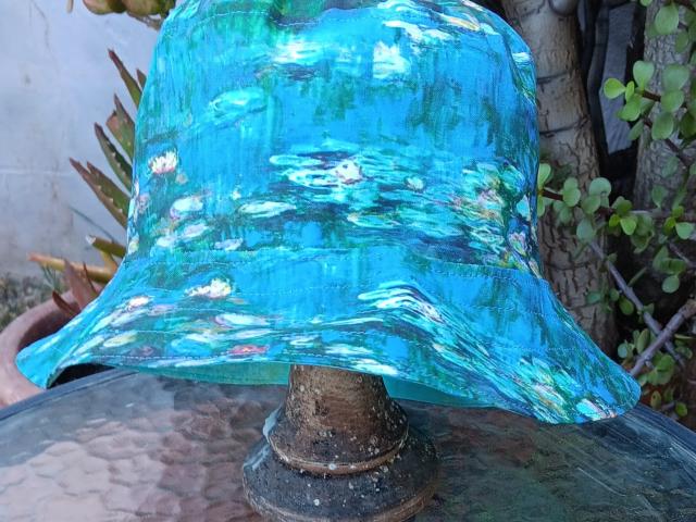 Monet Water Lilies Bucket Hat, Reversible, Size Medium, hat for beach, vacation, gardening, boating, fishing, travel