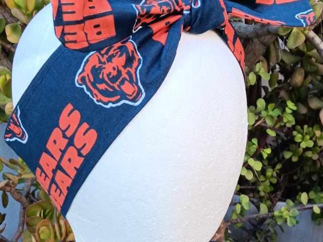 3” wide Chicago Bears hair tie, headband, pin up, self tie, scarf, neckerchief, retro, rockabilly, handmade