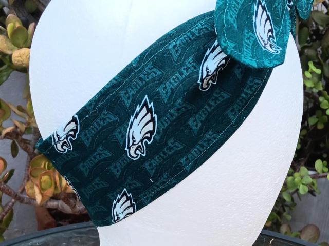 3” wide Philadelphia Eagles headband, self tie, hair wrap, hair tie, pin up, scarf, bandana, retro, rockabilly