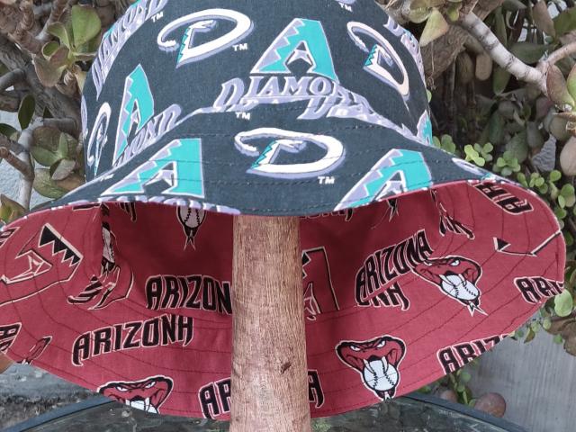 Arizona Diamondbacks Bucket Hat, Throwback, Reversible, S-XXL, handmade, fishing hat, ponytail hat, sun hat, floppy hat