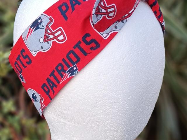 3” wide New England Patriots self tie fabric headband, hair tie, hair wrap, pin up style, self tie, scarf, rockabilly style, handmade