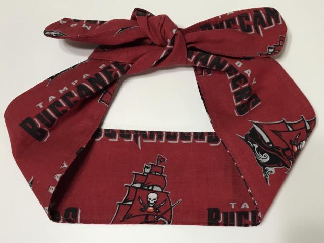 3” wide Tampa Bay Buccaneers hair tie, Bucs hair wrap, headband, pin up, self tie, scarf, neckerchief, retro, rockabilly, handmade