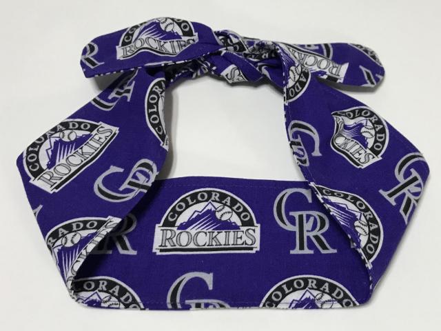 3” wide Colorado Rockies hair tie, hair wrap, headband, hockey, pin up, self tie, scarf, neckerchief, retro, rockabilly, handmade