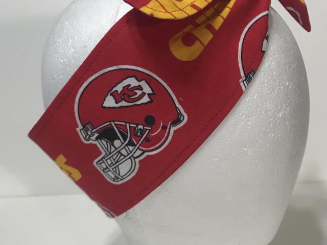 3” wide Kansas City Chiefs hair tie, headband, hair wrap, head wrap, pin up, self tie, scarf, neckerchief, retro, rockabilly, handmade