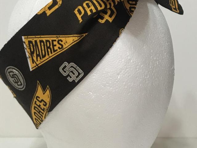 3” wide San Diego Padres hair tie, hair wrap, headband, head wrap, pin up, self tie, scarf, neckerchief, retro, rockabilly, handmade