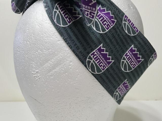 3” Wide Sacramento Kings hair tie, hair wrap, headband, pin up, self tie, scarf, neckerchief, retro, rockabilly, no wire