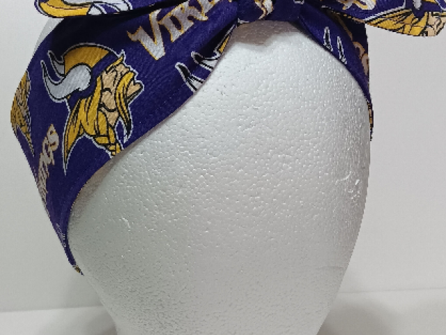 3” wide Minnesota Vikings hair tie, headband, pin up, self tie, scarf, retro style, rockabilly, handmade