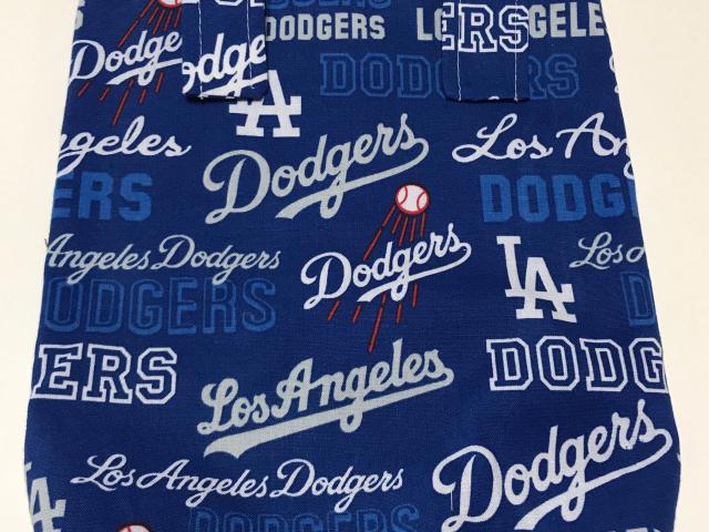 Simple small basic crutch bag, walker bag, scooter handlebars bag, bed rail caddy, handmade from LA Dodgers licensed fabric