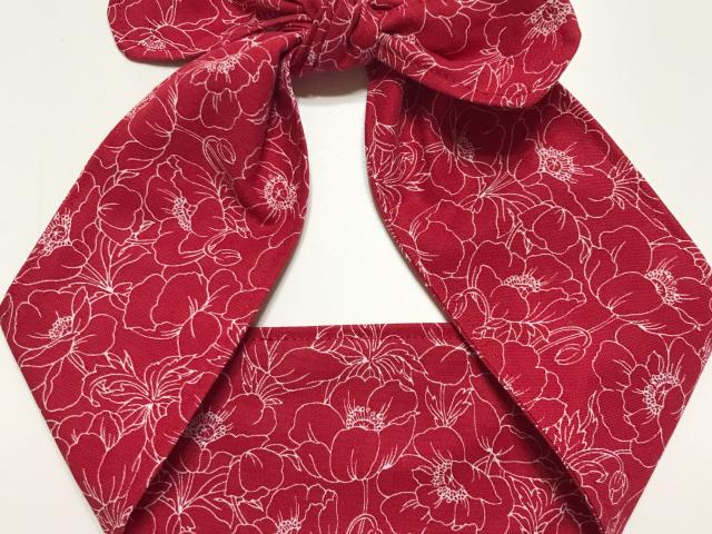 3” Wide Poppies Floral headband, self tie, hair wrap, pin up style, hair tie, retro style, rockabilly, scarf