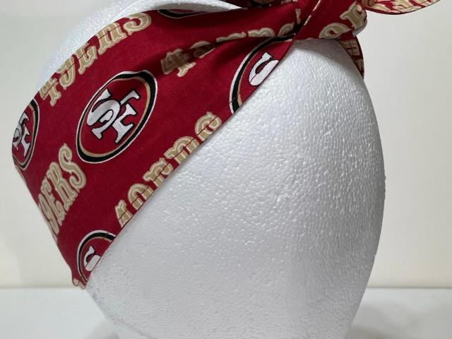 3” Wide San Francisco 49ers headband, handmade, Niners hair wrap, pin up, hair tie, retro, rockabilly, scarf