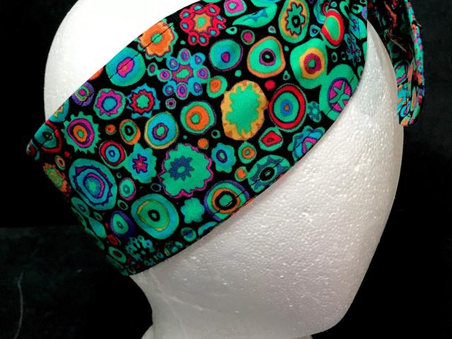 3” Wide Kaffe Fassett Paperweight print headband, self tie, hair wrap, head wrap, pin up, hair tie, retro, rockabilly, scarf
