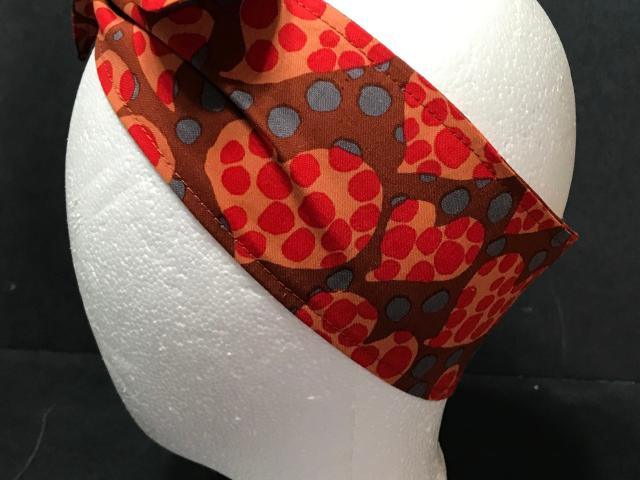 3” Wide Hearts Headband, Kaffe Fassett Disco Dots hearts print, hair wrap, self tie, head wrap, pin up style, hair tie, retro style, rockabilly