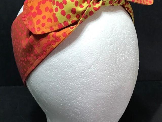 3” Wide Kaffe Fassett Ombre orange headband, self tie, hair wrap, pin up style, hair tie, head wrap, retro style, scarf