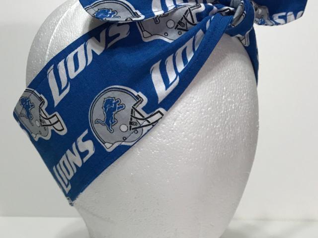 3” Wide Detroit Lions headband, hair wrap, hair tie, head wrap, pin up, hair tie, neckerchief, retro rockabilly, head scarf, handmade