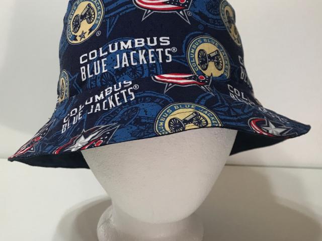 Columbus Blue Jackets Bucket Hat, Handmade, Reversible, Unisex Sizes S-XXL, hockey, ponytail summer hat, fishing hat, sun hat, floppy hat