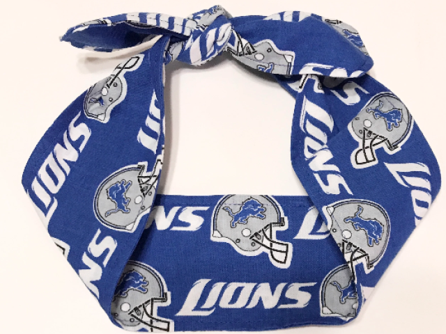 3” wide Detroit Lions hair tie, hair wrap, headband, pin up, self tie, scarf, neckerchief, retro, rockabilly