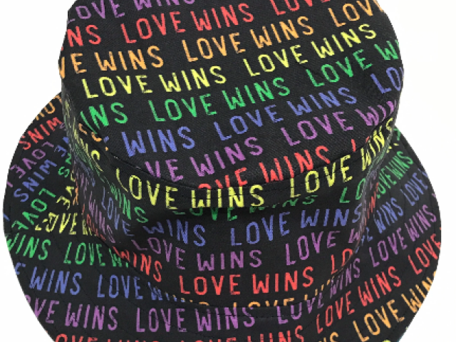 Love Wins Bucket Hat, Rainbow, LGBQT, Pride, Reversible, Adult Size Large, cotton, summer hat, fishing hat, sun hat, floppy hat