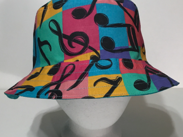Music Theme Bucket Hat, Multicolor, Music Notes, Reversible, S-XXL, adults or older children, summer hat, fishing hat, sun hat, floppy hat