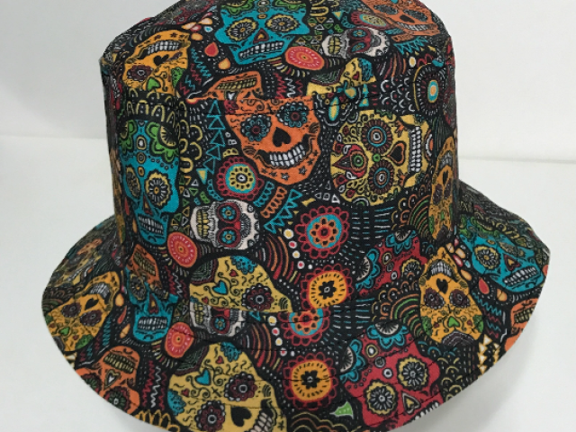 Sugar Skulls Bucket Hat, Day of the Dead or Día de los Muertos, reversible fishing hat, ponytail hat, sun hat, calaveras floppy hat