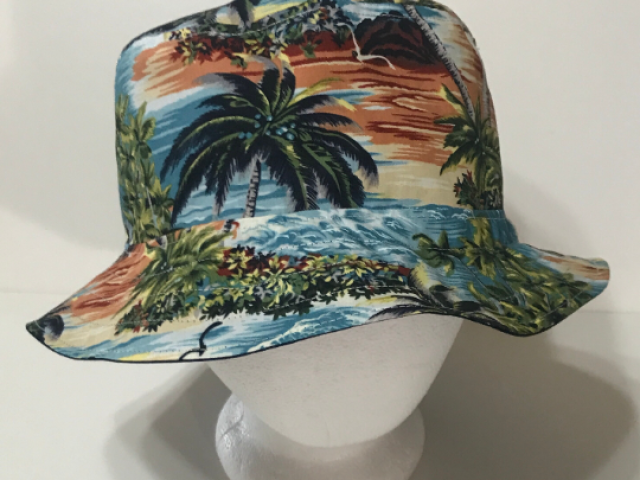 Tropical Theme Bucket Hat, Sizes S-XXL, reversible, cotton, floppy hat, fishing hat, sun hat, casual hat, beach hat, palm trees hat, Hawaiian theme hat